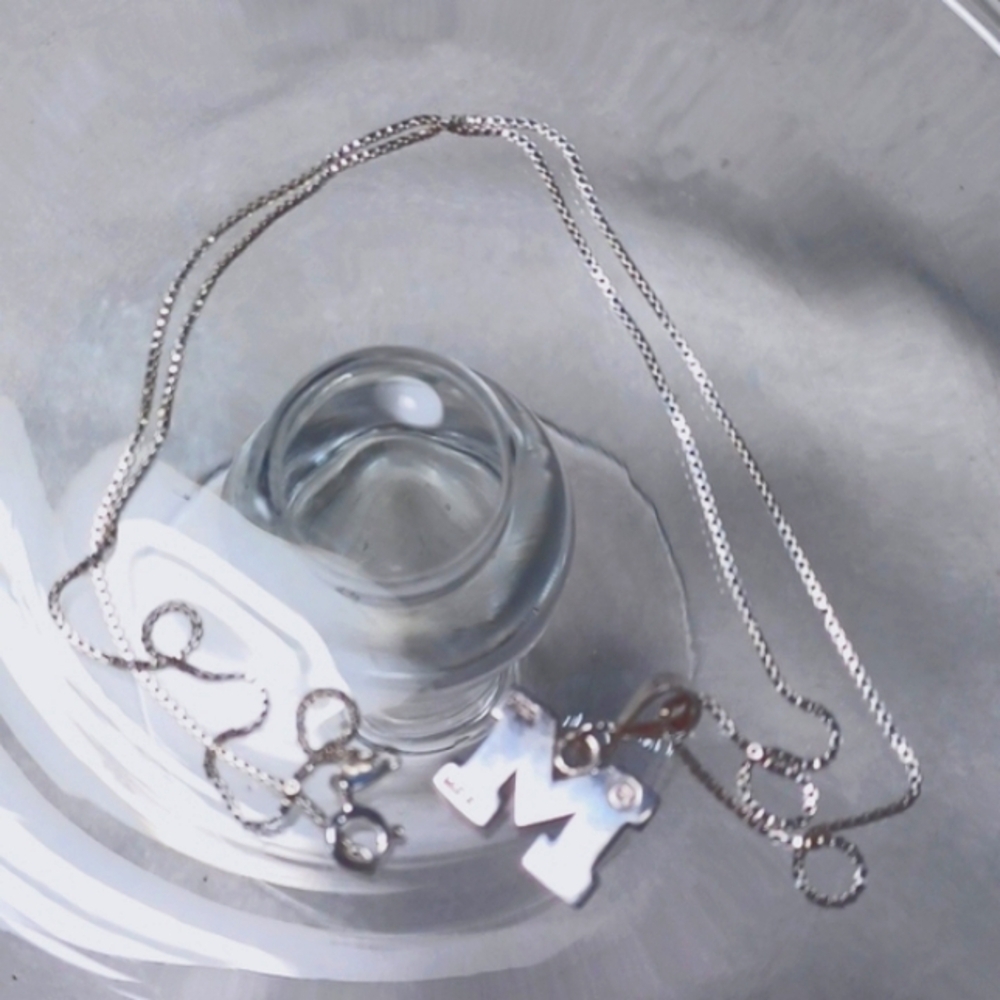 Sterling Silver 925 Sepertine  Box ChainW/  M / Charm Necklace 19 Long 3.1Grams - Picture 10 of 10